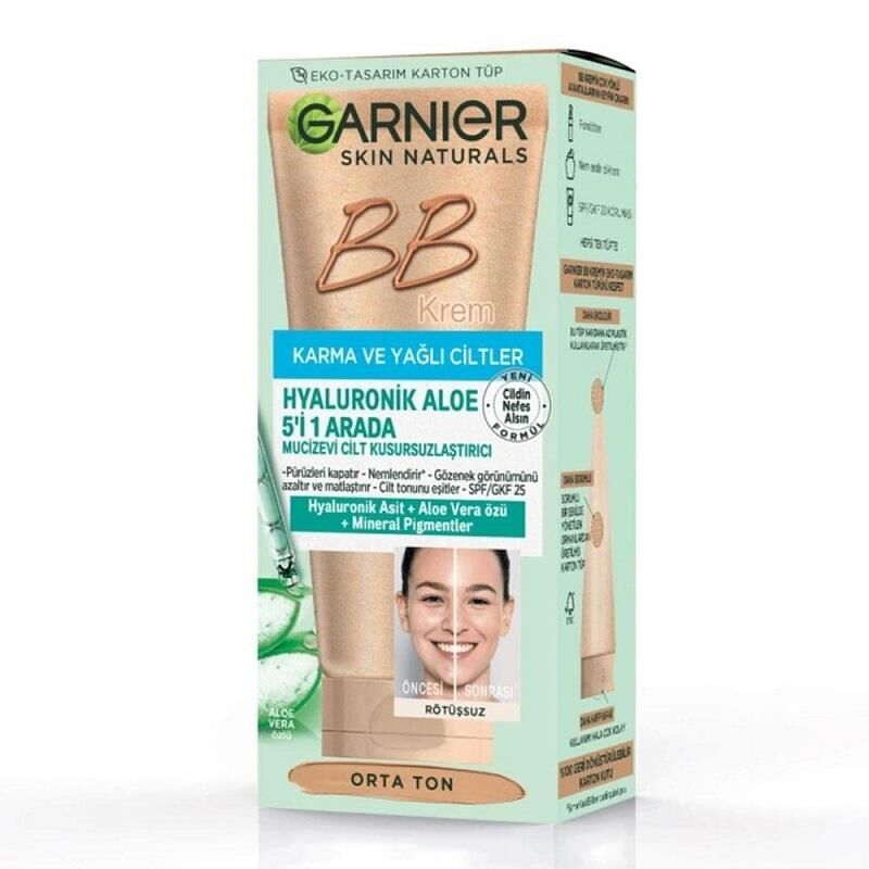 Garnier BB Krem Mucizevi Karma ve Yağlı Ciltler İçin Cilt Kusursuzlaştırıcı Orta Ton 40ml