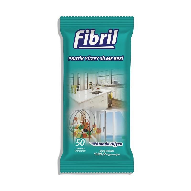 Fibril Pratik Yüzey Temizleme Mendili 50li