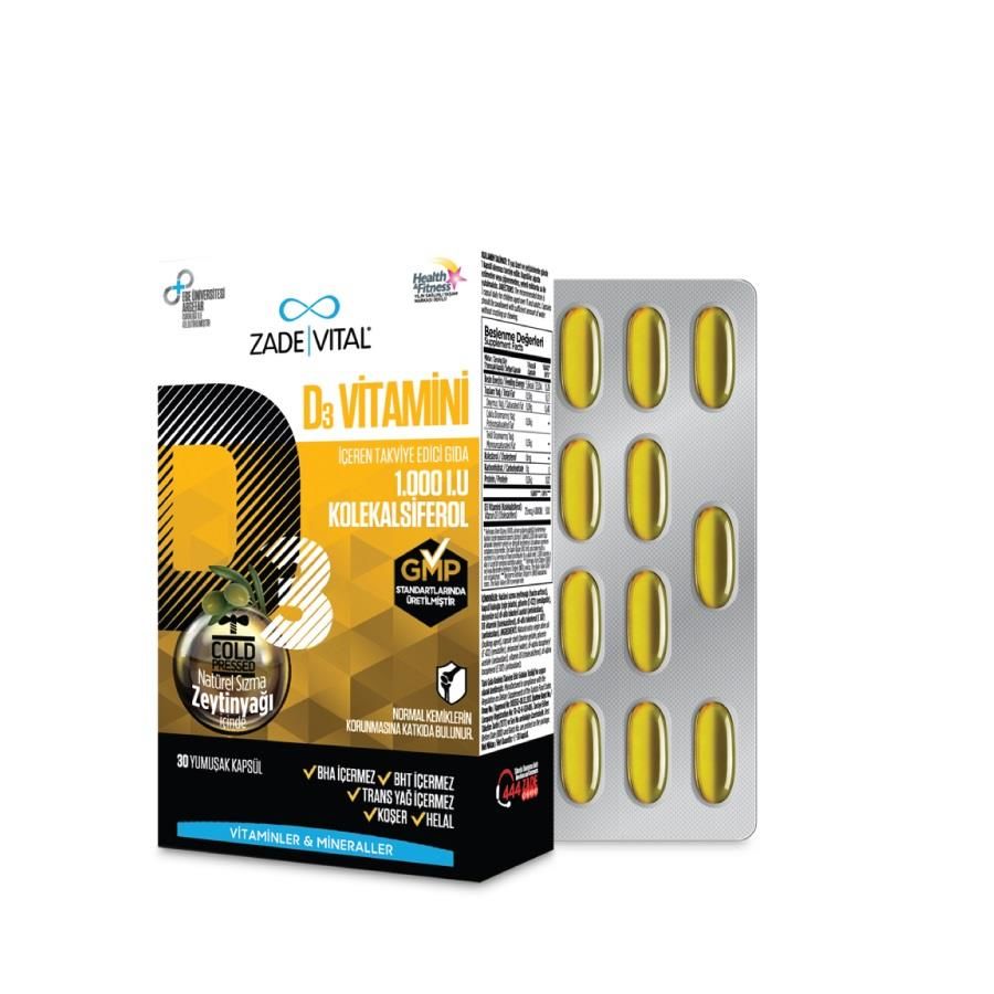 Zade Vital Vitamin D3 30 Kapsül