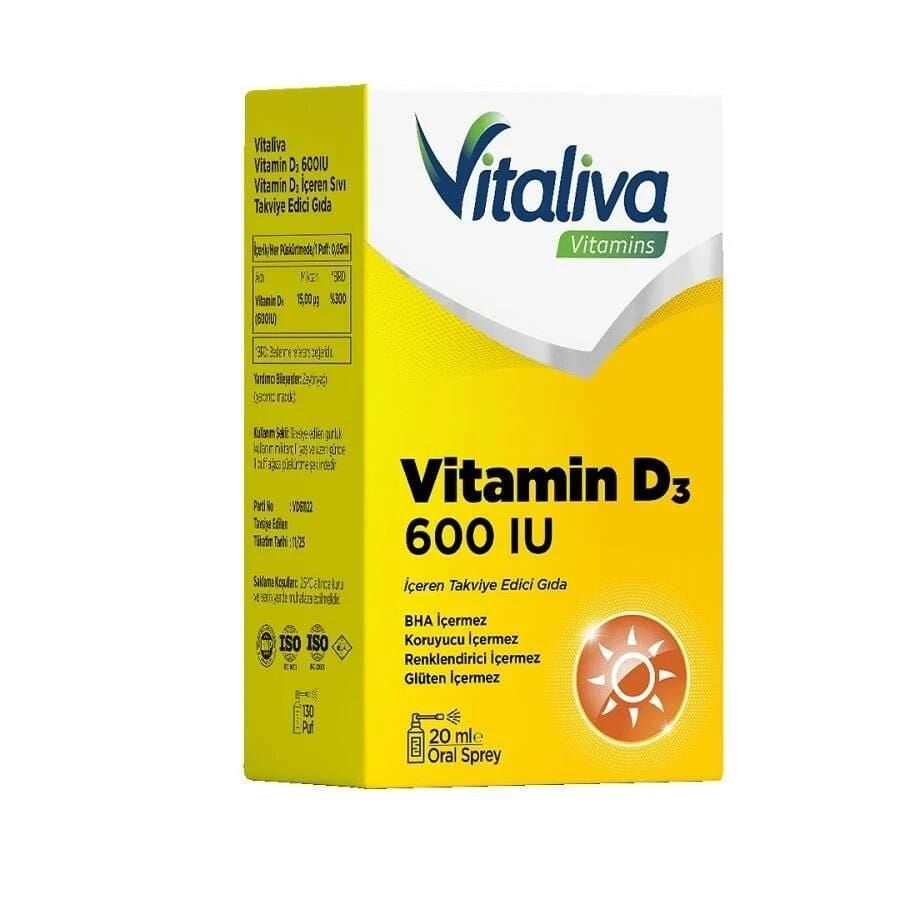 Vitaliva Vitamin D3 600IU Sprey 20Ml