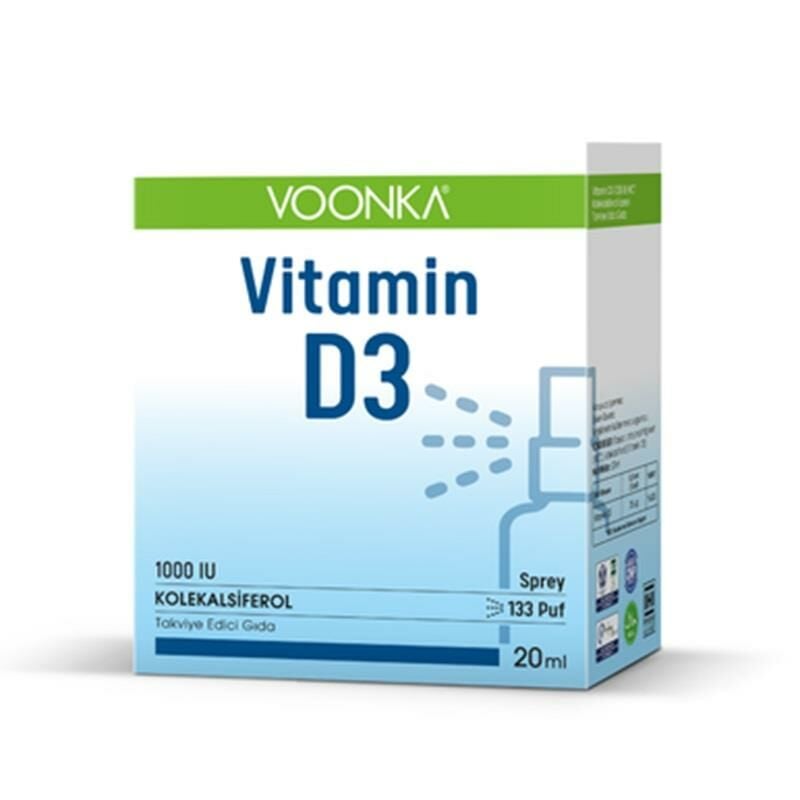Voonka Vitamin D3 MCT içeren 1000İÜ 20ml Sprey/Damla