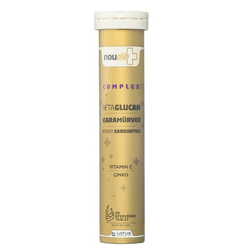 Nouplus Complex 20 Efervesan Tablet - Betaglukan, Karamürver, Afrika Sardunyası, Vitamin C