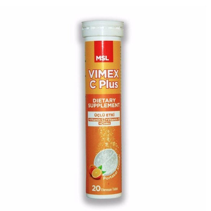 MSL Vimex C Plus Üçlü Etki Vitamin C Vitamin D ve Çinko 20 Efervesan Tablet