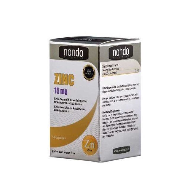Nondo Zinc (Çinko) 15mg 50 Kapsül