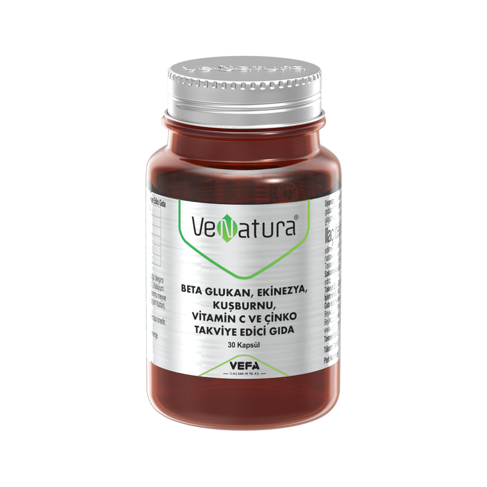 Venatura Beta Glukan, Ekinezya, Kuşburunu, Vitamin C, Çinko 30 Kapsül