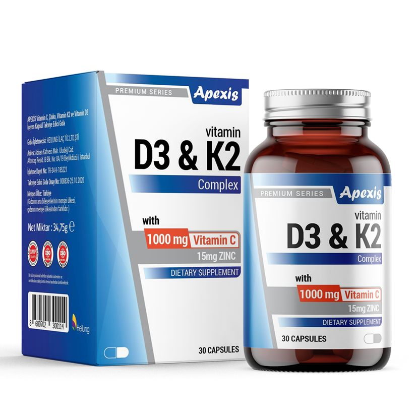 Apexis Vitamin D3&K2 Complex 30 Kapsül