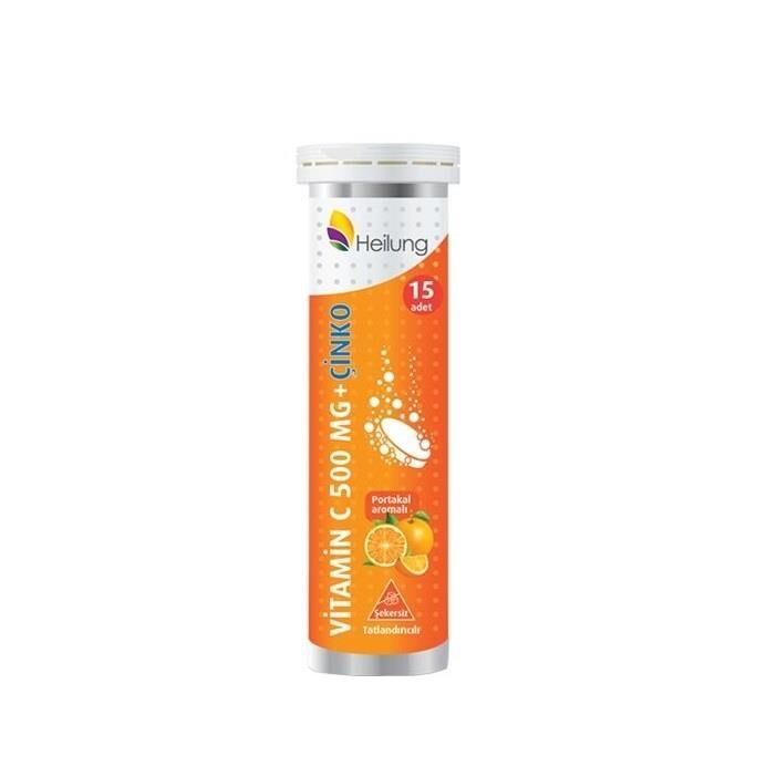 Heilung Vitamin C 500mg + Çinko Portakal Arolamı 15 Efervesan Tablet