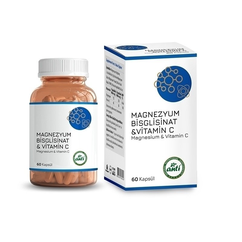 Anti Magnezyum Bisglisinat Vitamin C 60 Kapsül