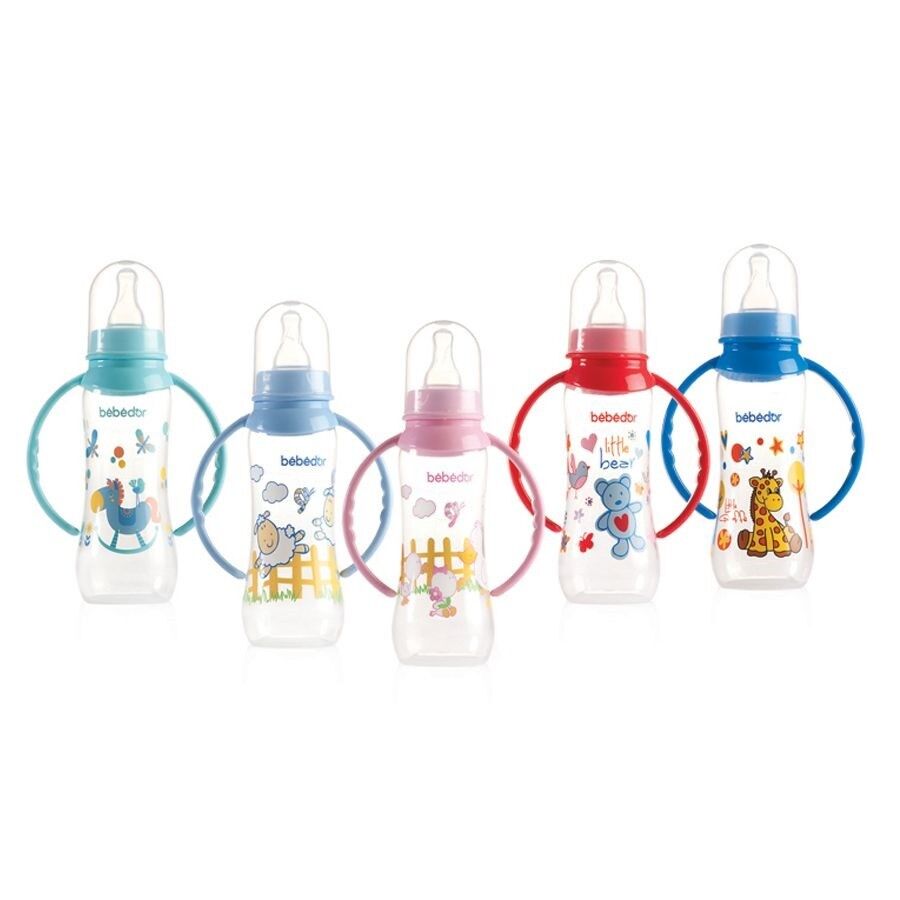 Bebedor Silikon Emzikli Desenli Kulplu 250 Ml Biberon 77302