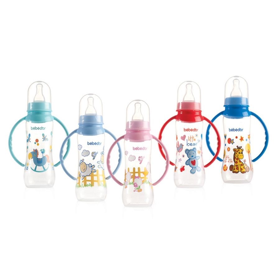 Bebedor Silikon Emzikli Desenli Kulplu 250 Ml Biberon 77302