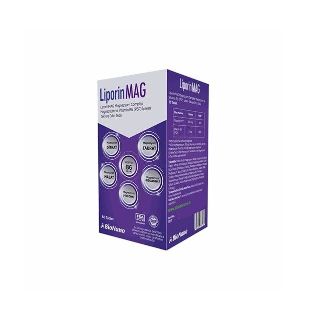 Liporin MAG Magnezyum Complex ve Vitamin B6 60 Tablet
