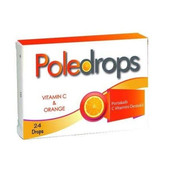 PoleDrops Vitamin C Orange - Portakal C Vitamini Destekli 24 Drops Pastil