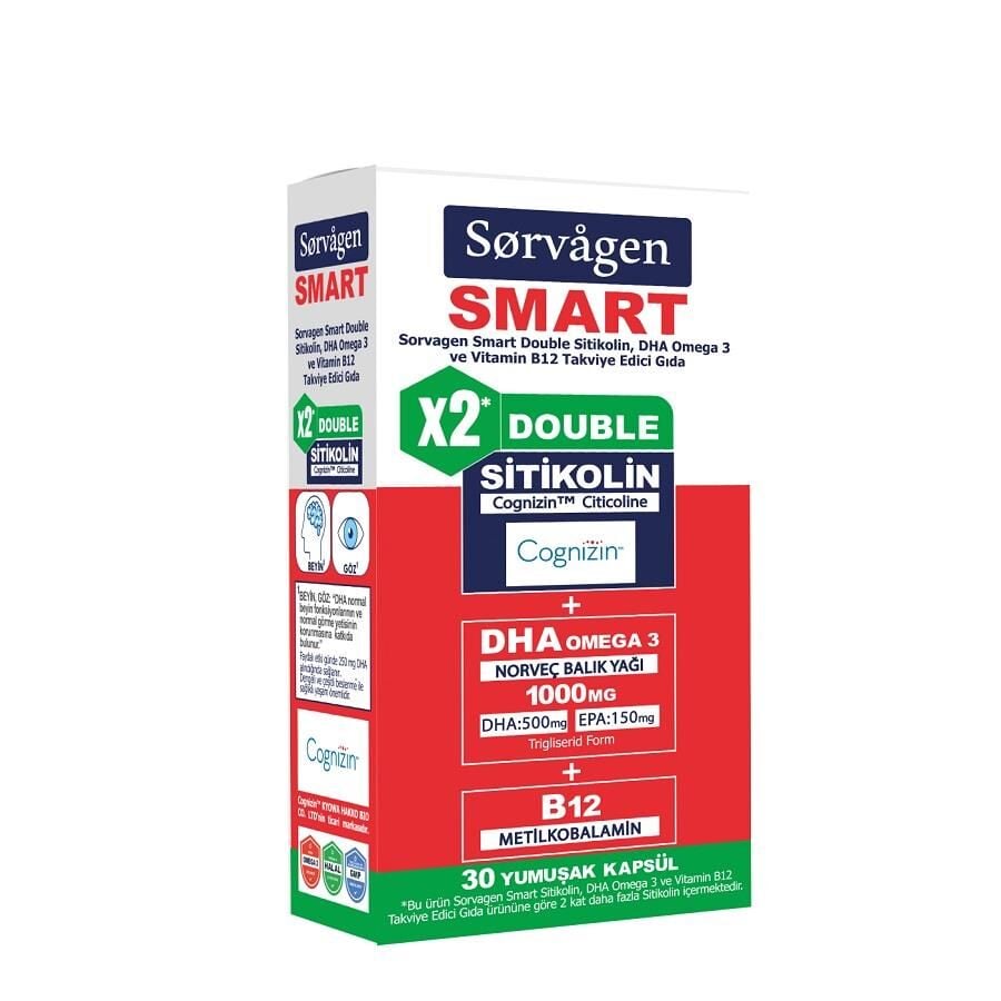 Sorvagen Smart Double Sitikolin DHA 30 Kapsül
