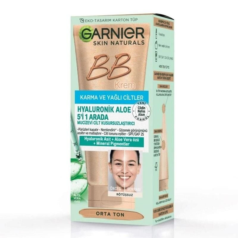 Garnier BB Krem Mucizevi Karma ve Yağlı Ciltler İçin Cilt Kusursuzlaştırıcı Orta Ton 40ml