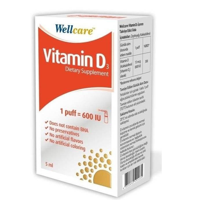 Wellcare Vitamin D3 600 IU 5 ml Sprey