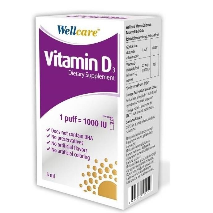Wellcare Vitamin D3 1000 IU 5 ml Sprey