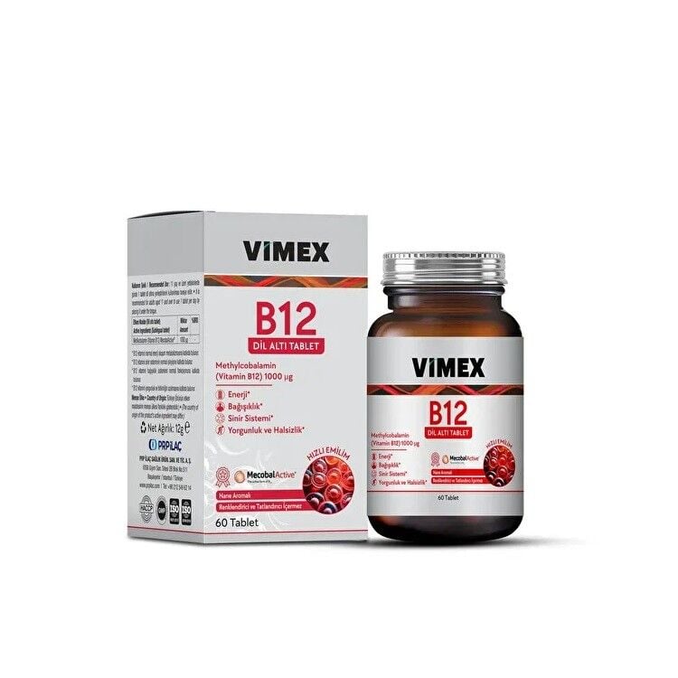 Vimex B12 Dil Altı 60 Tablet