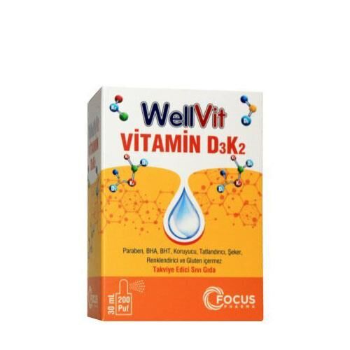WellVit D3K2 Vitamin D3 ve Vitamin K2 Sprey 30ml