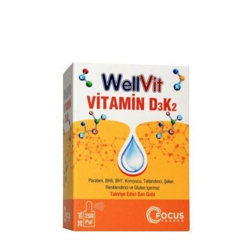 WellVit D3K2 Vitamin D3 ve Vitamin K2 Sprey 30ml