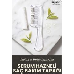 Beauty Collection Serumia Metal Uçlu Hazneli Saç Dibi Serum ve Bakım Yağı Uygulama Tarağı Şeffaf