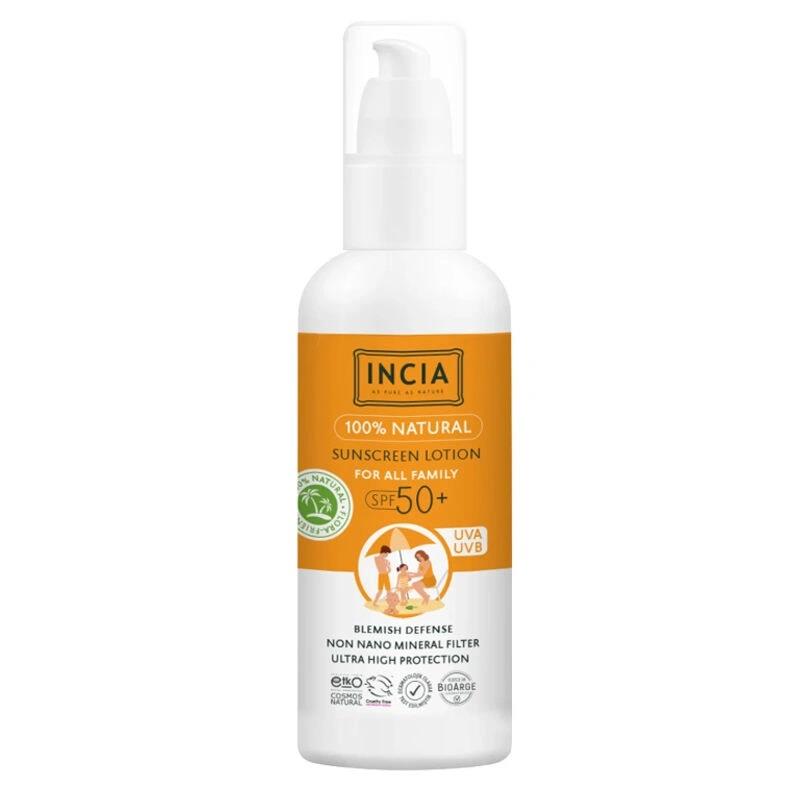 Incıa Doğal Tüm Aile için Güneş Losyonu Spf50+ 100 ml