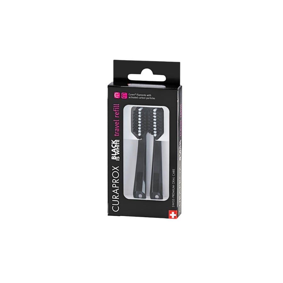 Curaprox Black Is White Travel Set Yedek Diş Fırçası Başlığı 2li