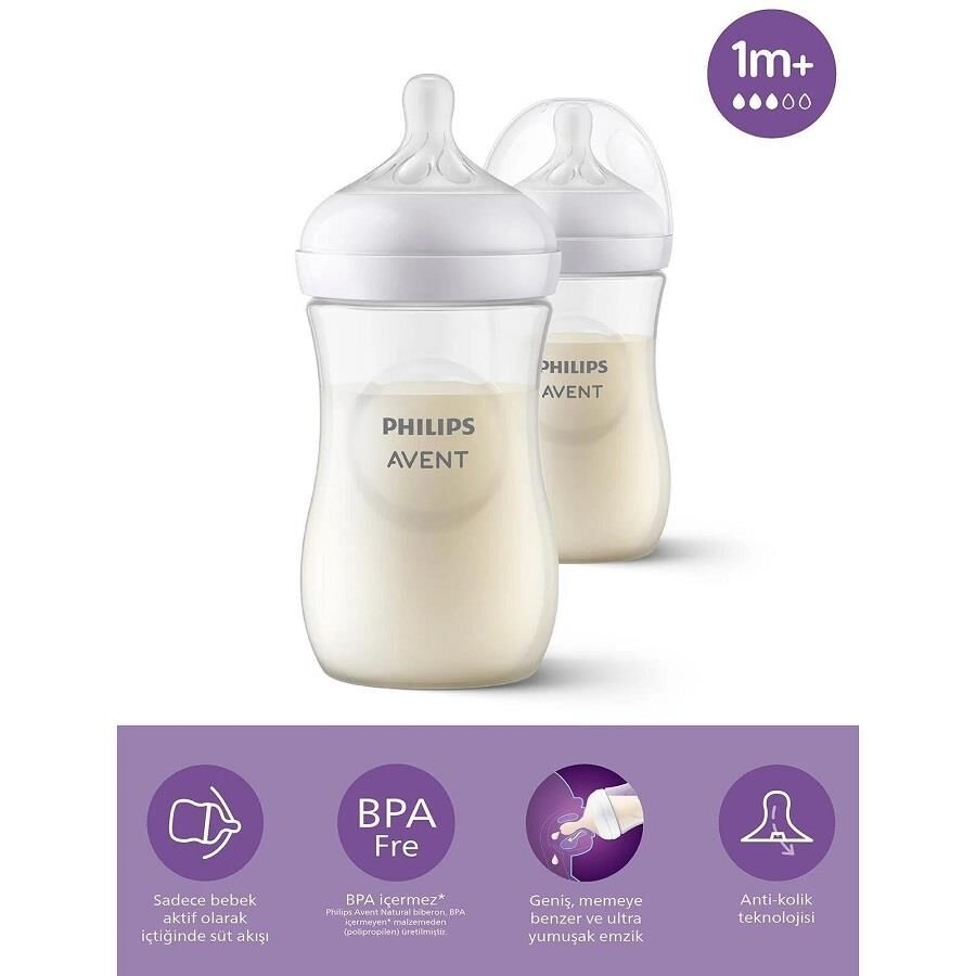Avent Natural Response PP 2'li Biberon Seti, 1+ Ay 260ml SYC903/02