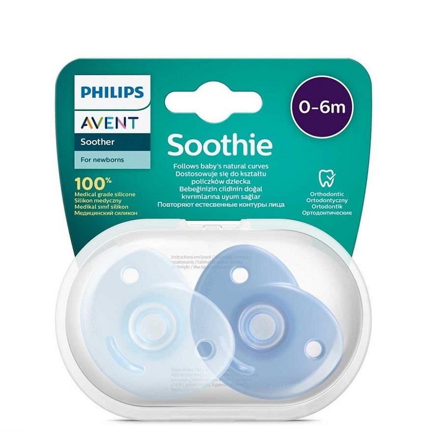 Avent Soothie Ortodontik Saklama Kutulu 2li Emzik 0-6 Ay - Erkek