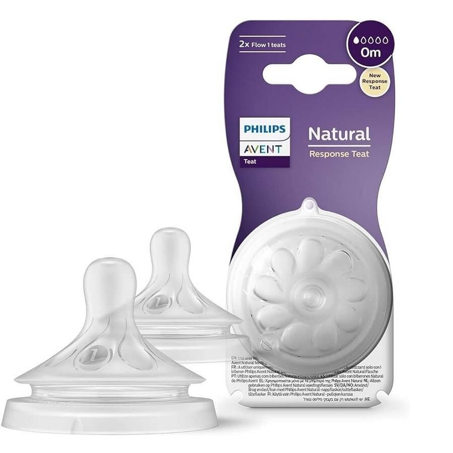 Avent Natural Response 2'li Biberon Emziği, 1 Numara, 0 Ay+