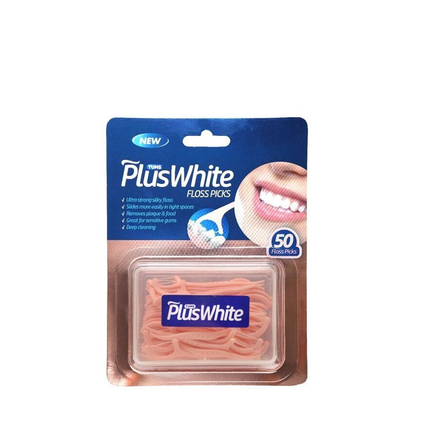Plus White Floss Pick - Diş İpi Kürdanlı 50li