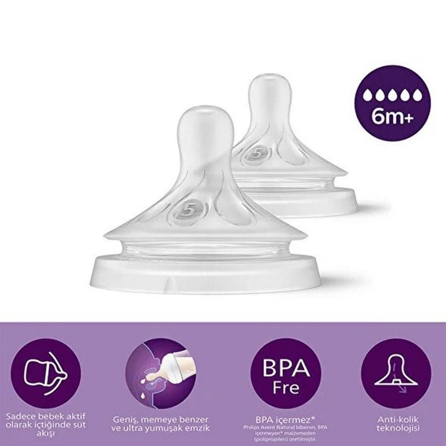 Avent Natural Response Orta Akış 6 + Ay 2'li Biberon Emziği 96502