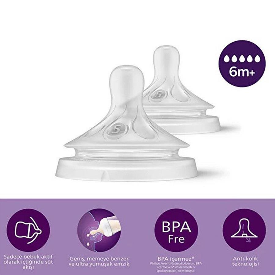Avent Natural Response Orta Akış 6 + Ay 2'li Biberon Emziği 96502