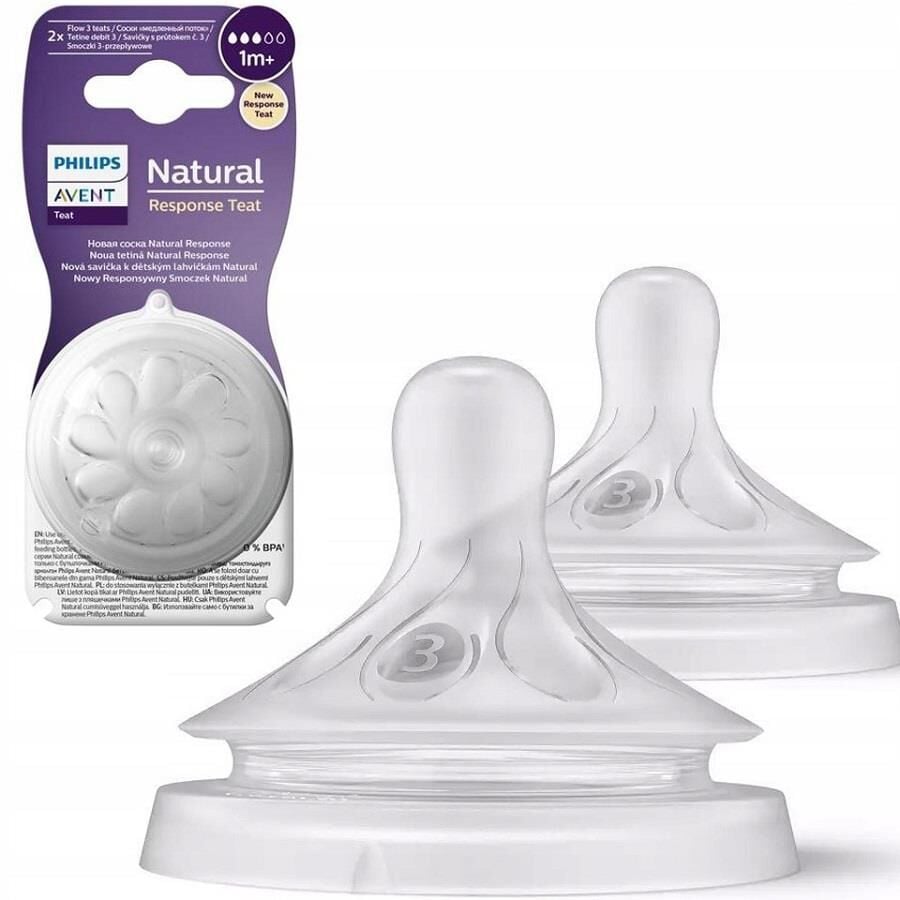 Avent 96302 Natural Response 2'li Biberon Emziği, 3 Numara, 1 Ay+