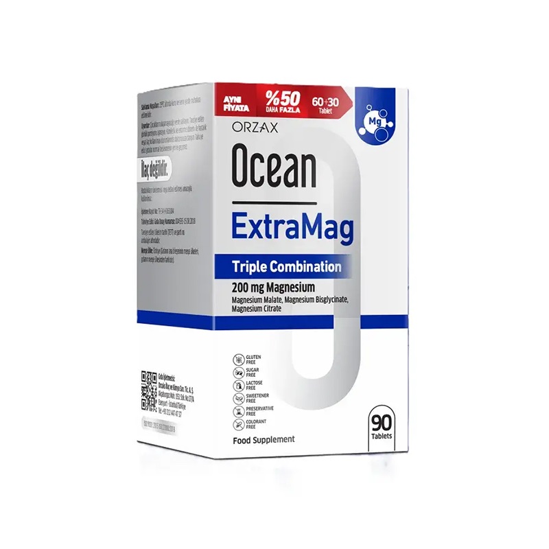 Ocean ExtraMag Üçlü Magnezyum 90 Tablet