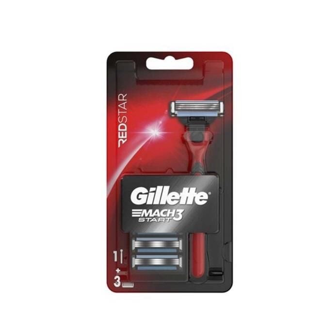 Gillette Mach-3 Makine + 3 Yedek Tıraş Bıçağı Red Start