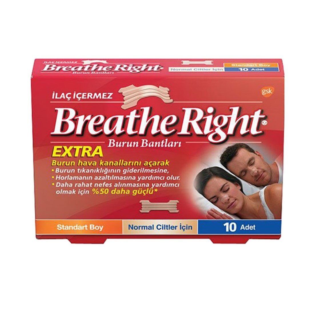 Breathe Right Normal Ciltler İçin Büyük Boy Burun Bantı 10 Adet