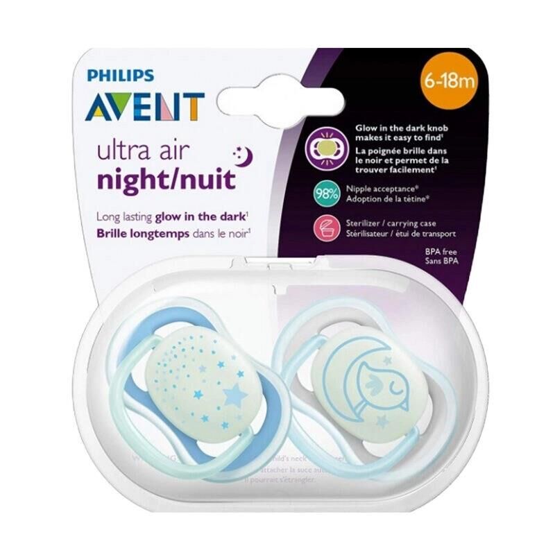Avent 37621 Ultra Air Gece Emziği 6-18 Ay - Mavi