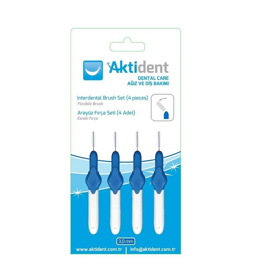 Aktident Arayüz Fırçası Mavi 3.0mm 4 Adet