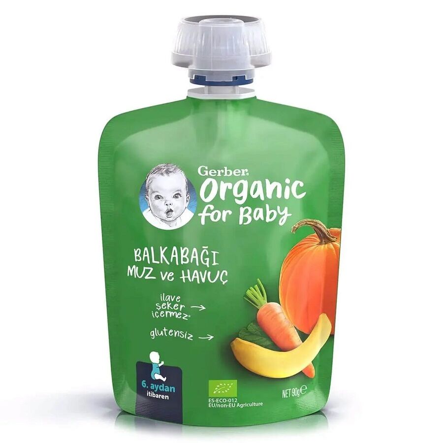 Gerber Organik Muzlu Havuçlu Balkabağı Püresi 90 gr