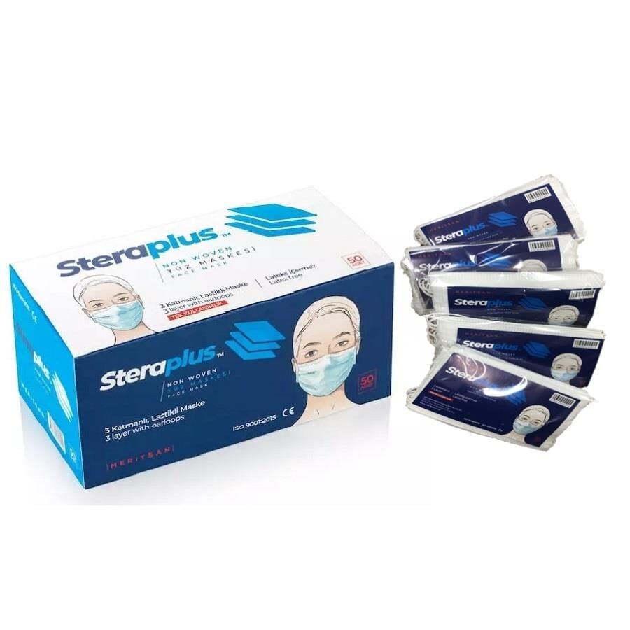Steraplus Ultrasonik 3 Katlı (5 Adet 10 lu poşette) Telli Maske 50 Adet