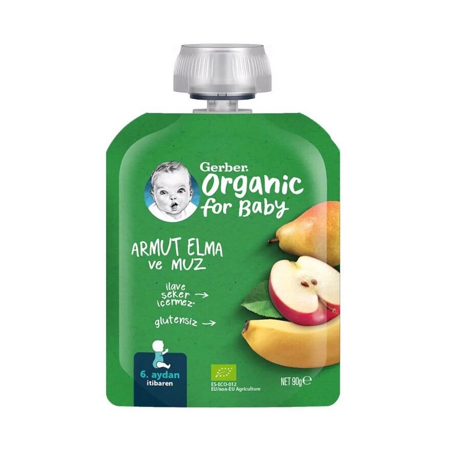 Gerber Organik Elmalı Muzlu Armut Püresi 90 gr