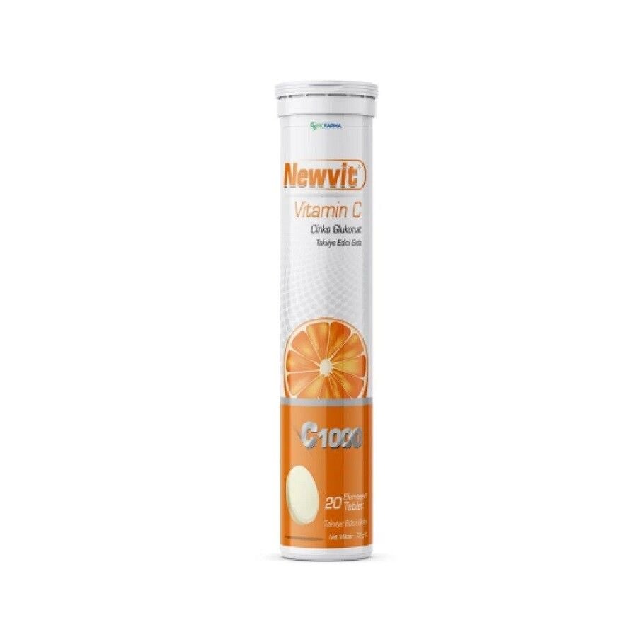 Newvit Vitamin C + Çinko 20 Efervesan Tablet - Portakal Aromalı