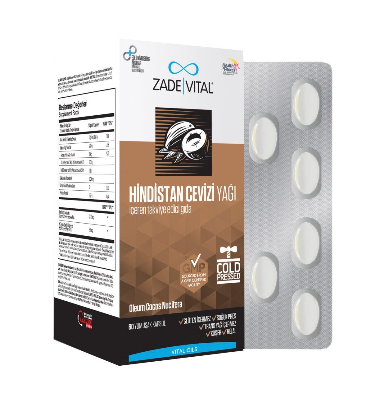 Zade Vital Hindistan Cevizi Yağı Bilister 60 Kapsül
