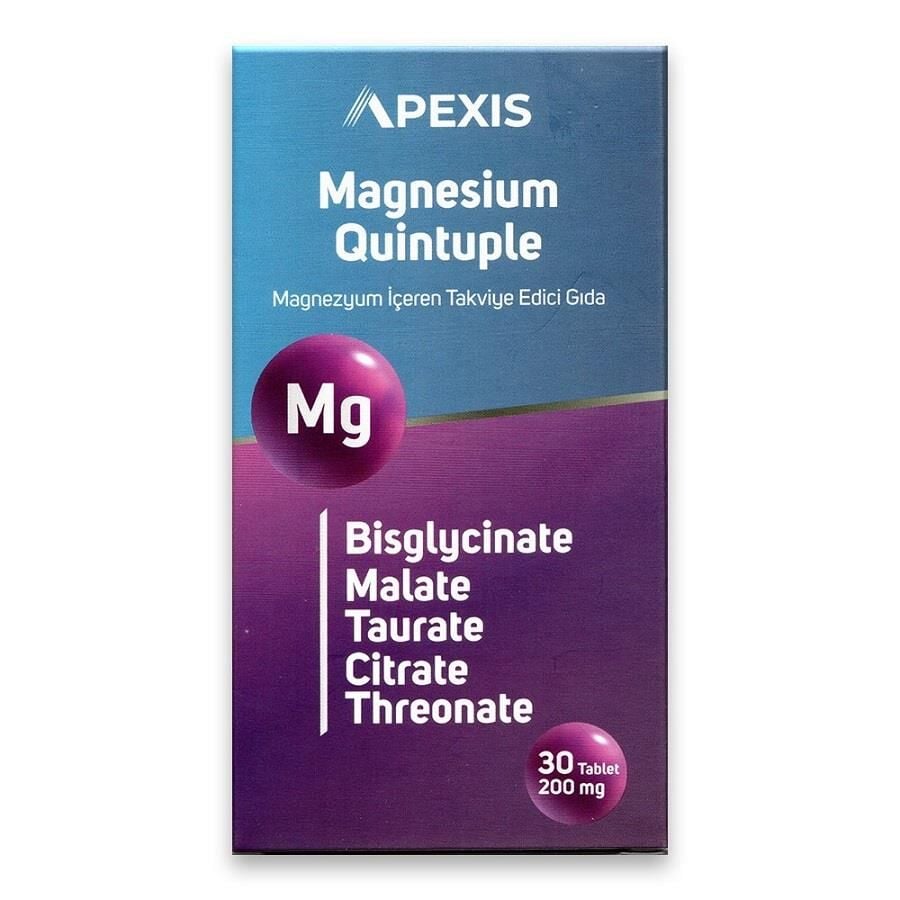 Apexis Magnesium (Magnezyum) Quintuple 200mg 30 Tablet
