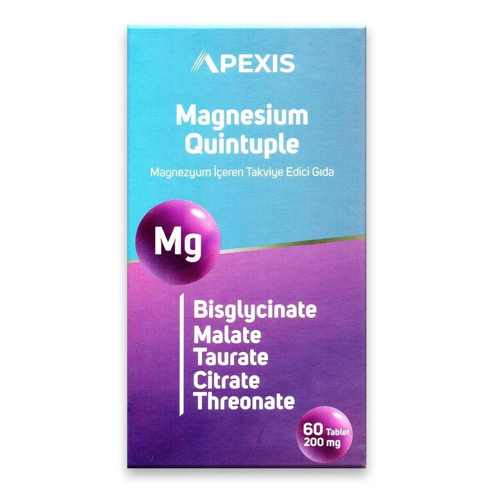 Apexis Magnesium (Magnezyum) Quintuple 200mg 60 Tablet