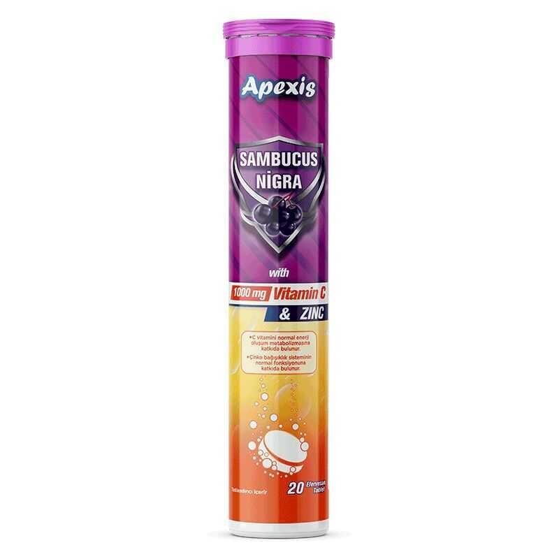 Apexis Sambucus Nigra + Vitamin C + Çinko 20 Efervesan Tablet
