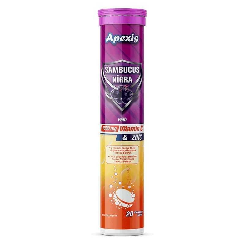 Apexis Sambucus Nigra + Vitamin C + Çinko 20 Efervesan Tablet