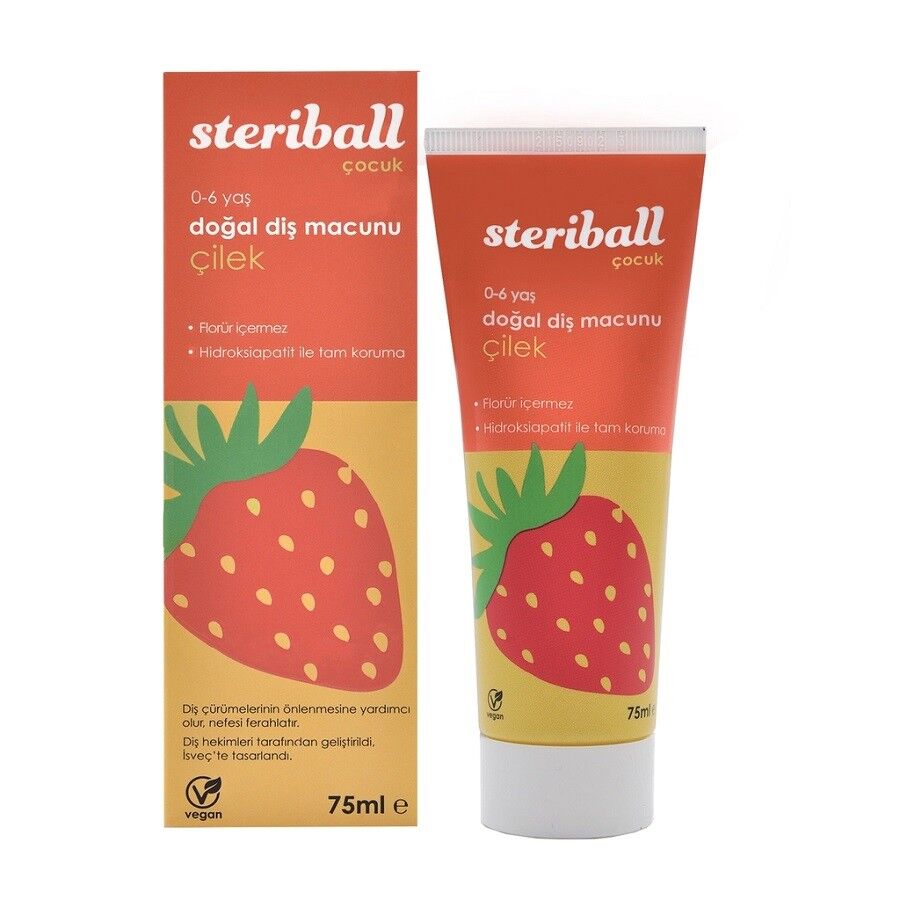 Steriball Çocuk Doğal Diş Macunu Çilek 75 ml (0-6 Yaş)