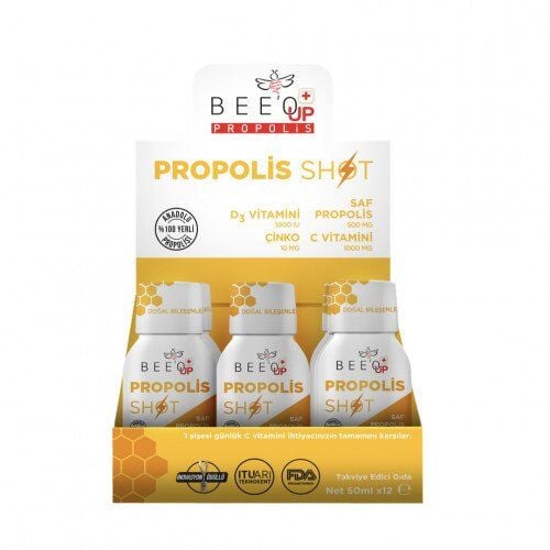 Bee'O UP Propolis Çinko D3+C Vitamini Shot 12'li Kutu