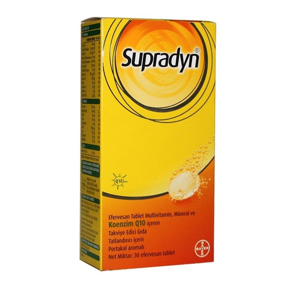 Supradyn Multivitamin Mineral ve Koenzim Q10 İçeren 30 Efervesan Tablet